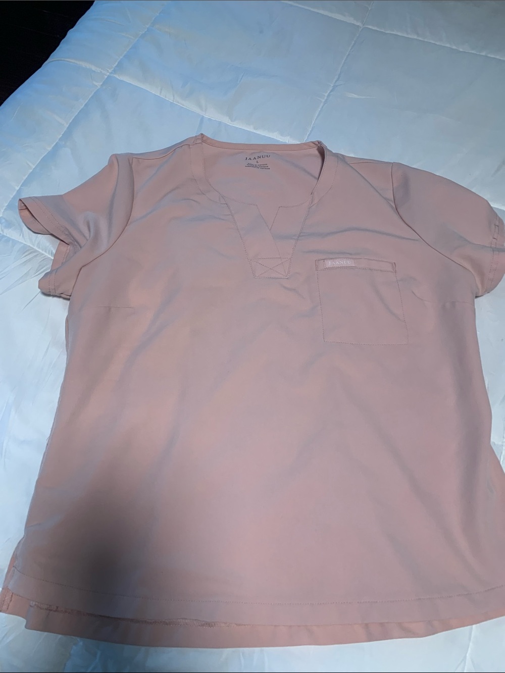 Jaanuu Short Sleeve V-Neck Top - Light pink